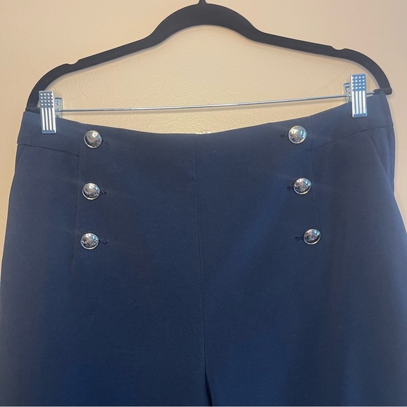 H&M Navy Sailor Flare Pants Size 14 - Picture 2 of 7